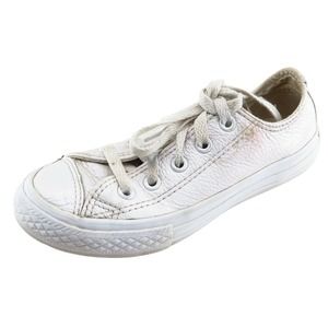 Converse All Star Toddler Sz 12 Off white Low‎ Top Leather Unisex Medium